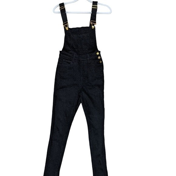 We Wore What Womens Overalls High Rise Skinny Black Size Medium Stretch Denim XS - Picture 10 of 10
